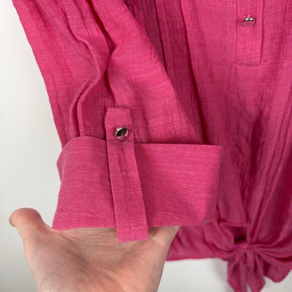 Cocomo Womens Popover Tie Front Blouse Sz‎ 3X Pink 3/4 Length Sleeves Feminine - Picture 5 of 11
